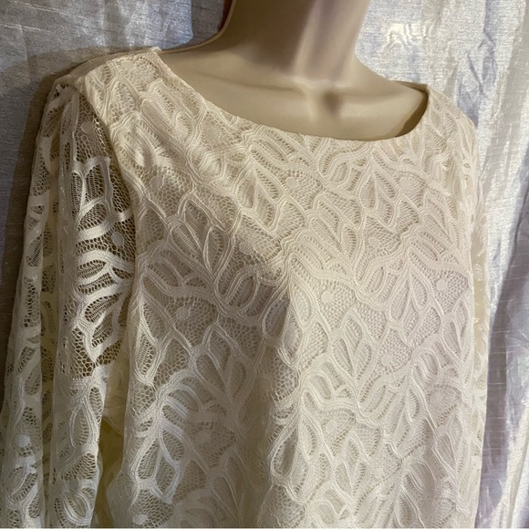 Charter Club petite, SZ PXL, GUC lacy lined top with crepe hem and cuffs, dressy - Picture 1 of 10